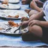 children eating in school